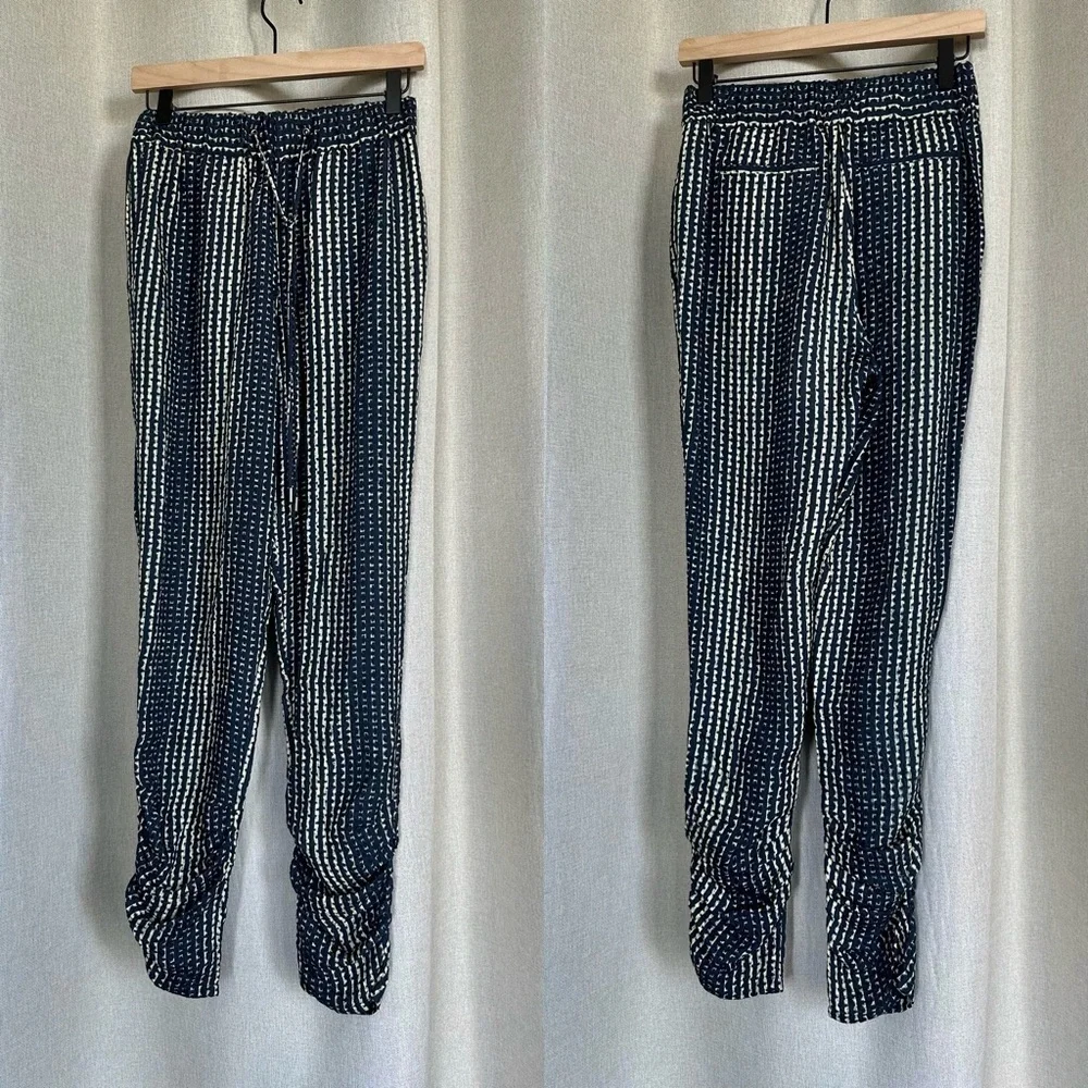 Derek Lam Silk Navy Blue Yellow Pants XS (2)